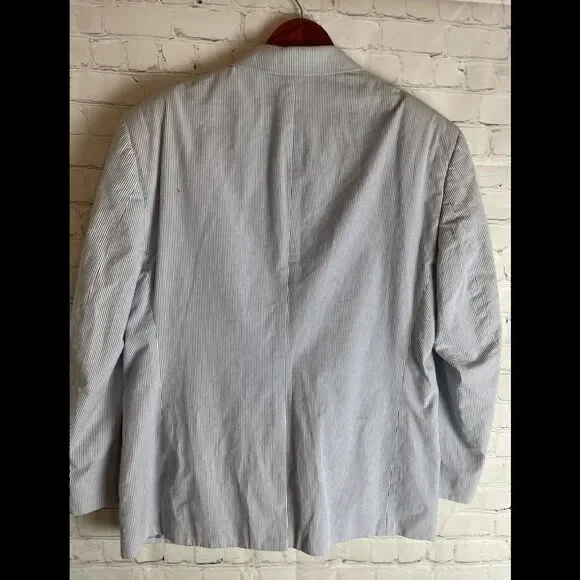 Adolfo Stripe Blue/White Men Blazer - Picture 14 of 14